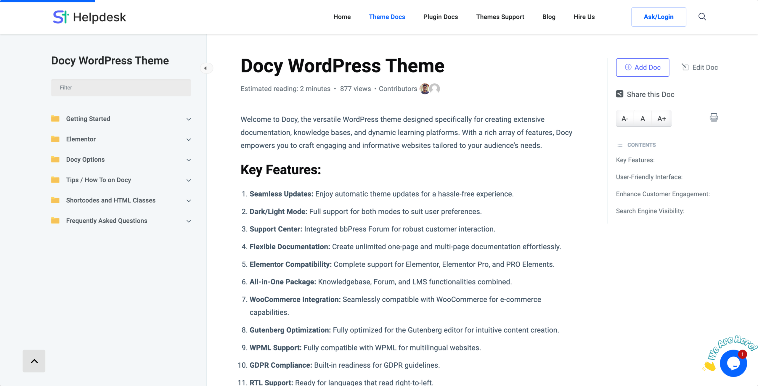 EazyDocs Getting Start Page for Documentation