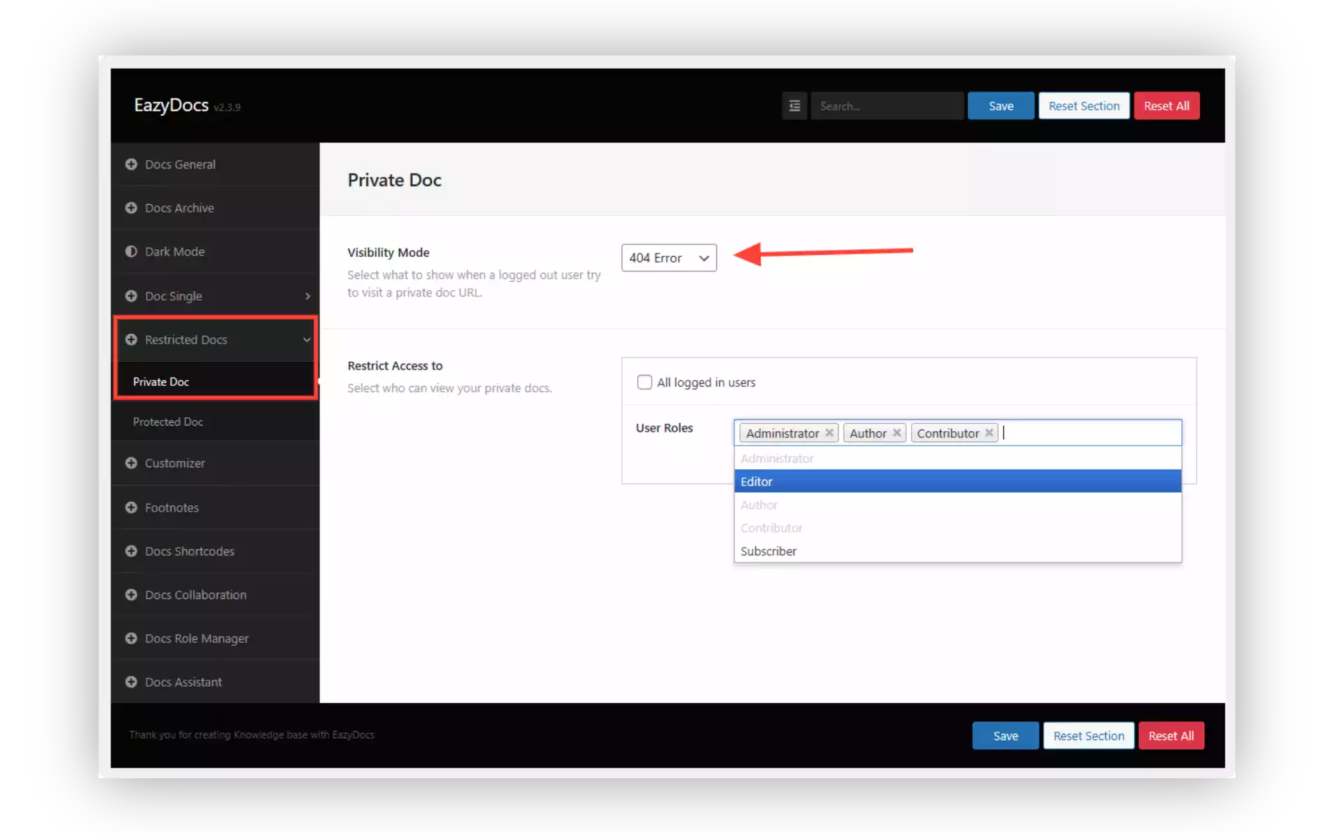 EazyDocs Internal Documentation Customization Options