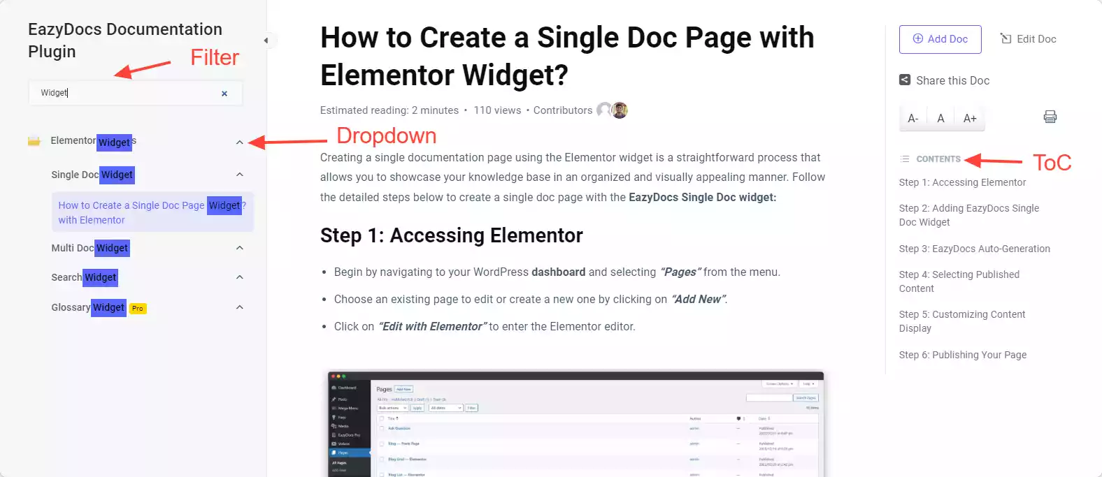EazyDocs Single Page Navigation Features
