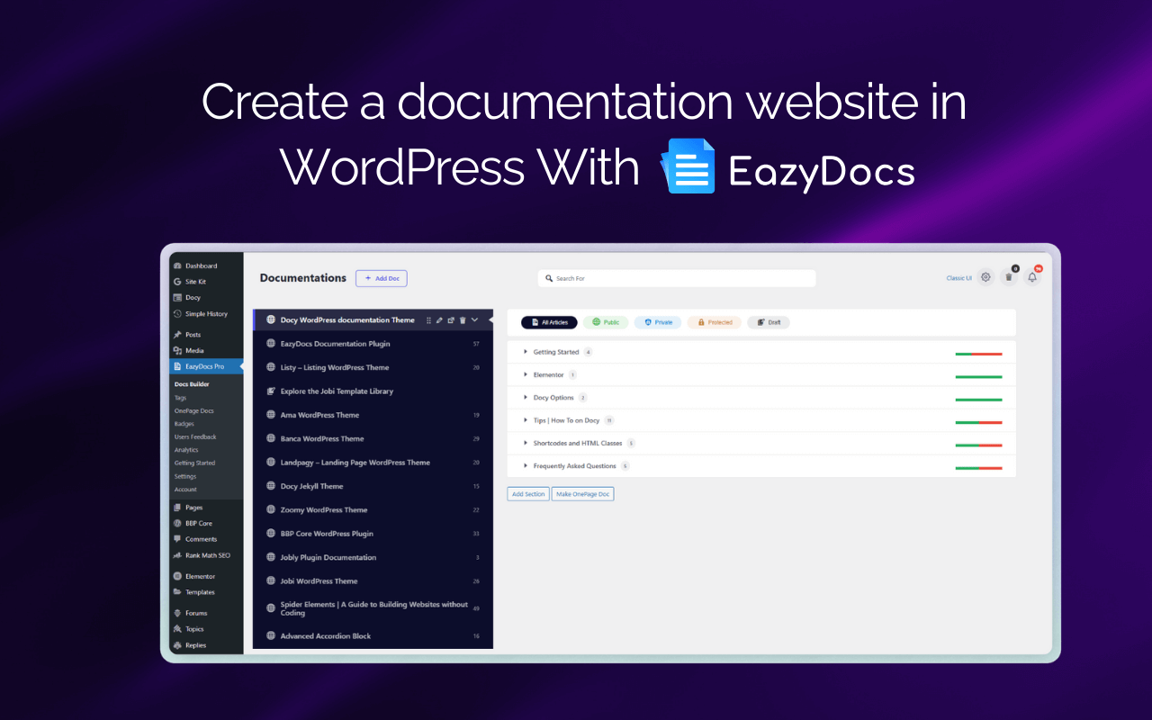Create documentation website