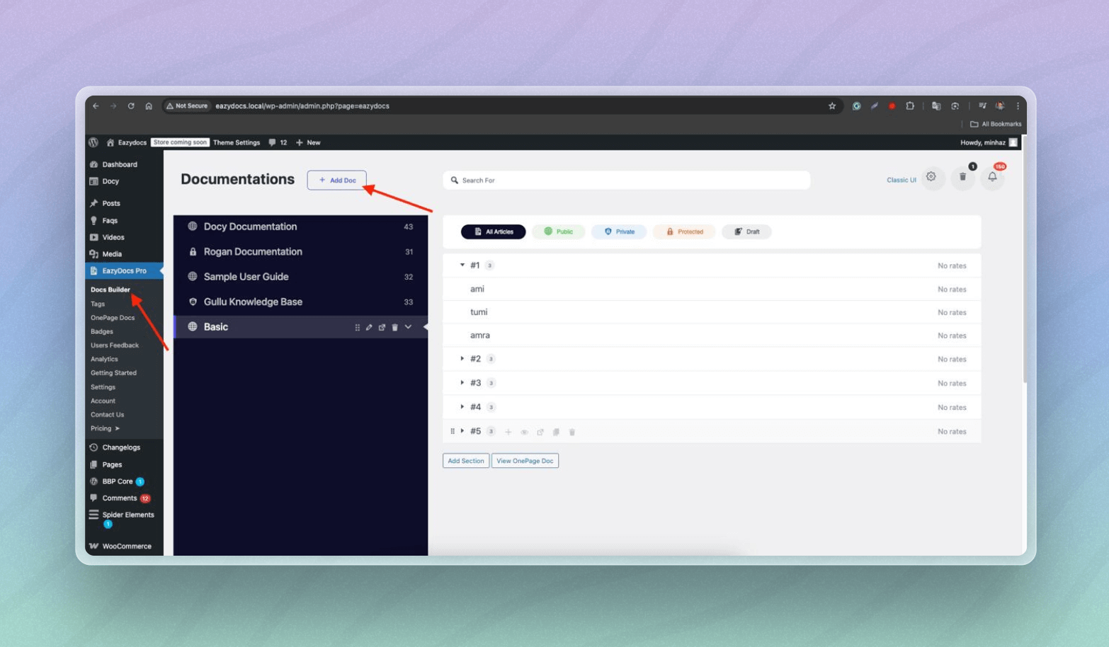 One page documentation